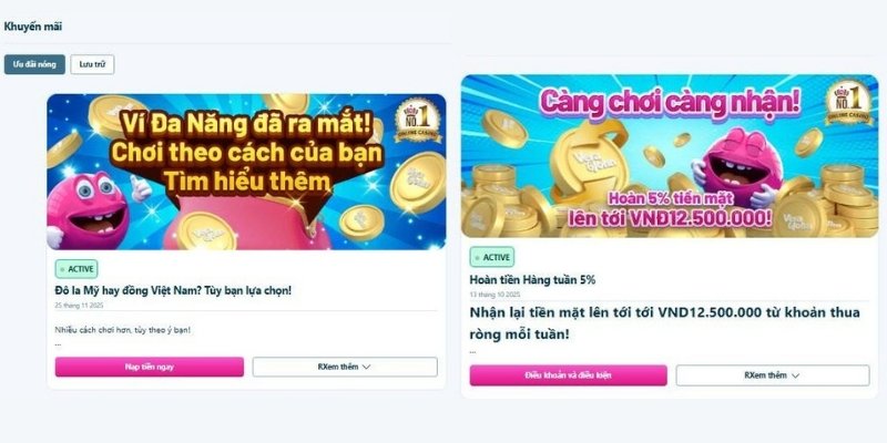 Hệ thống luôn cập nhật chương trình ưu đãi giá trị