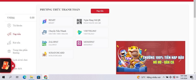 Nạp tiền cực đơn giản tại Hi678