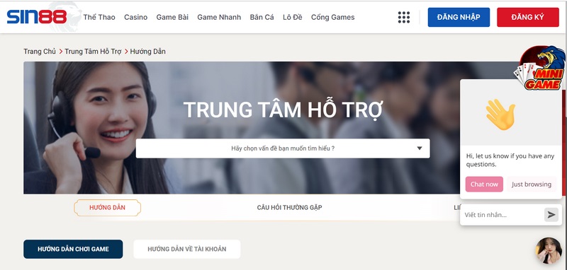 Liên hệ ngay đến trung tâm hỗ trợ của Sin88 khi gặp vấn đề 