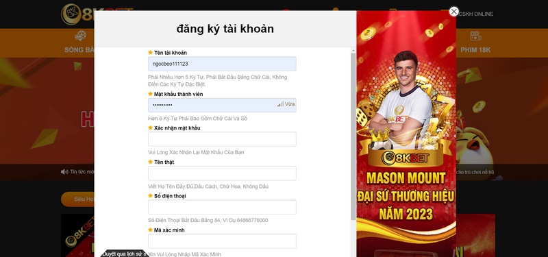 Hoàn tất đăng ký 8KBet sau khi kiểm tra mọi dữ liệu đã chính xác