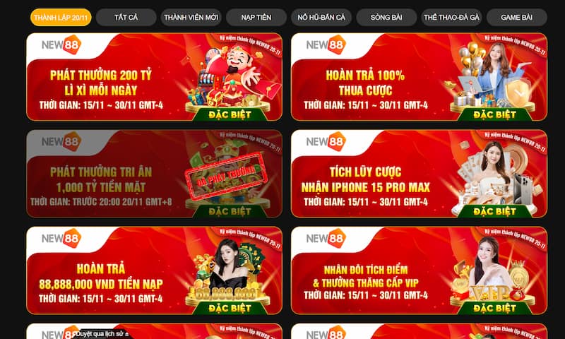 Điểm qua khuyến mãi đang hot tại New88