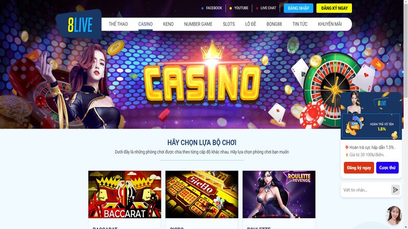 Truy cập vào trang chủ của trang game 8LIVE bằng đường dẫn chính thức
